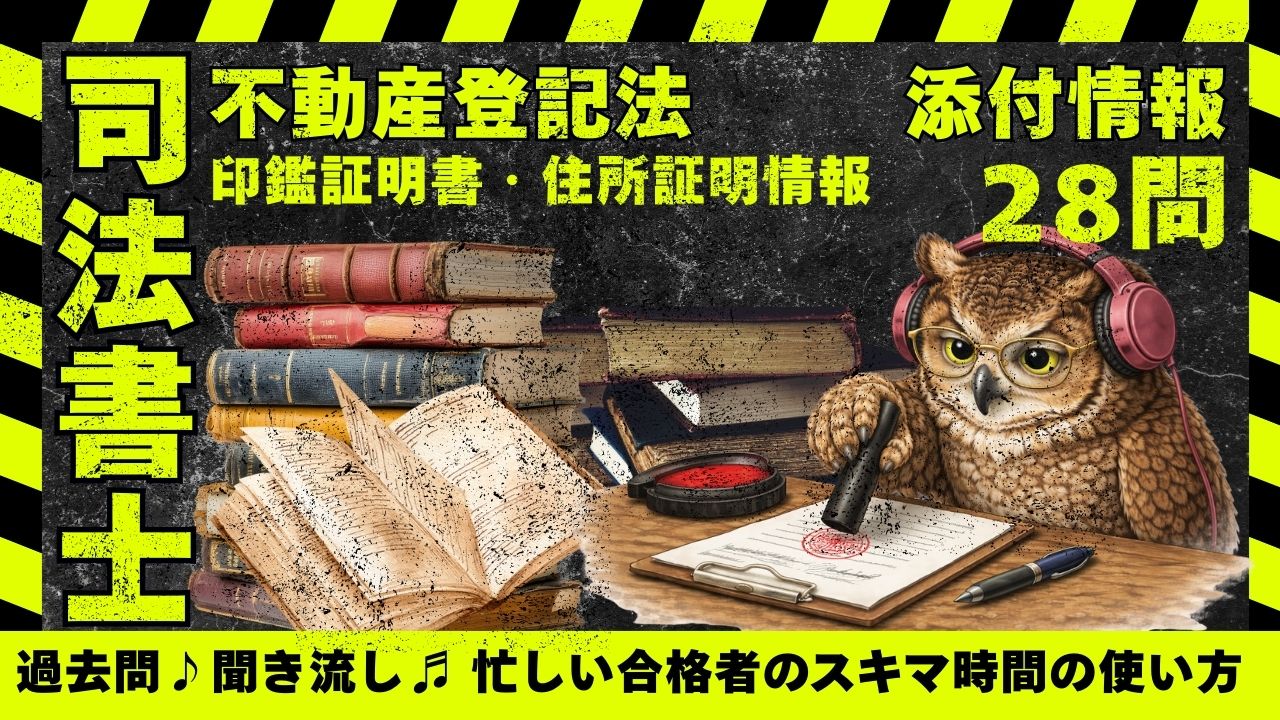 司法書士試験| 不動産登記法|「添付情報」印鑑証明書・住所証明情報の過去問を28問