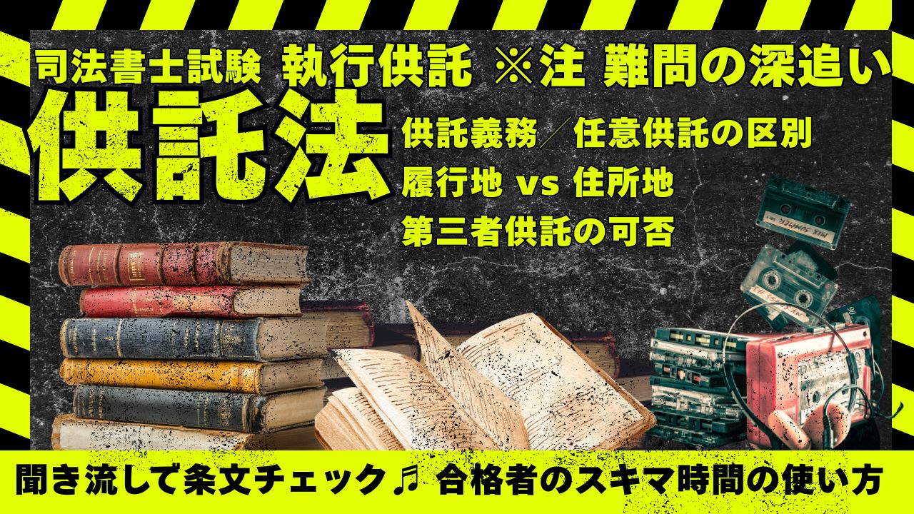 供託法の頻出論点「執行供託・担保供託」聞き流し過去問で固める|司法書士試験